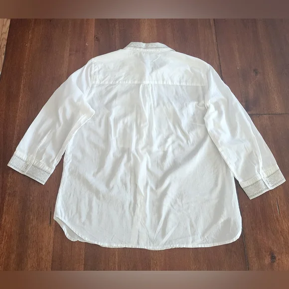 Comptoir Des Cotonniers White Embroidered Cotton Button-Up Top - Picture 3 of 5